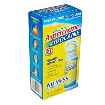 Picture of Aspercreme lidocaine no mess liquid roll on 2.5 oz.