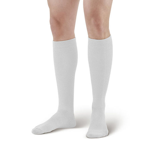 Picture of CoolMax unisex white knee high sock small 8-15 mmHg