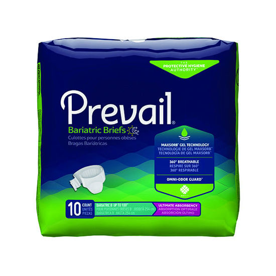 Picture of Prevail bariatric briefs with tabs 10 ct.   waist size up to 100 in.
