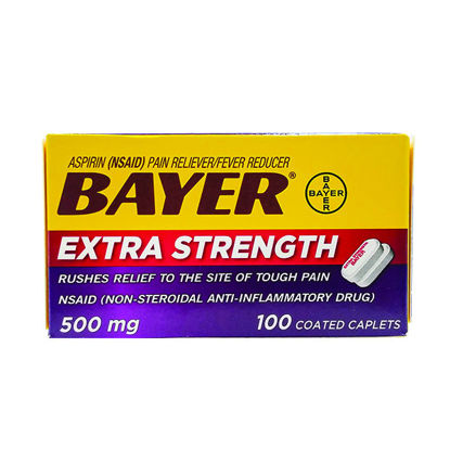 Picture of Bayer extra strength 500mg caplets 100 ct.