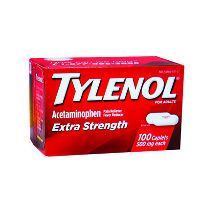 Picture of Tylenol extra strength caplets 500mg 100 ct.