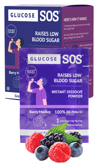 Picture of Glucose SOS instant dissolve powder 6 ct. Berry medley